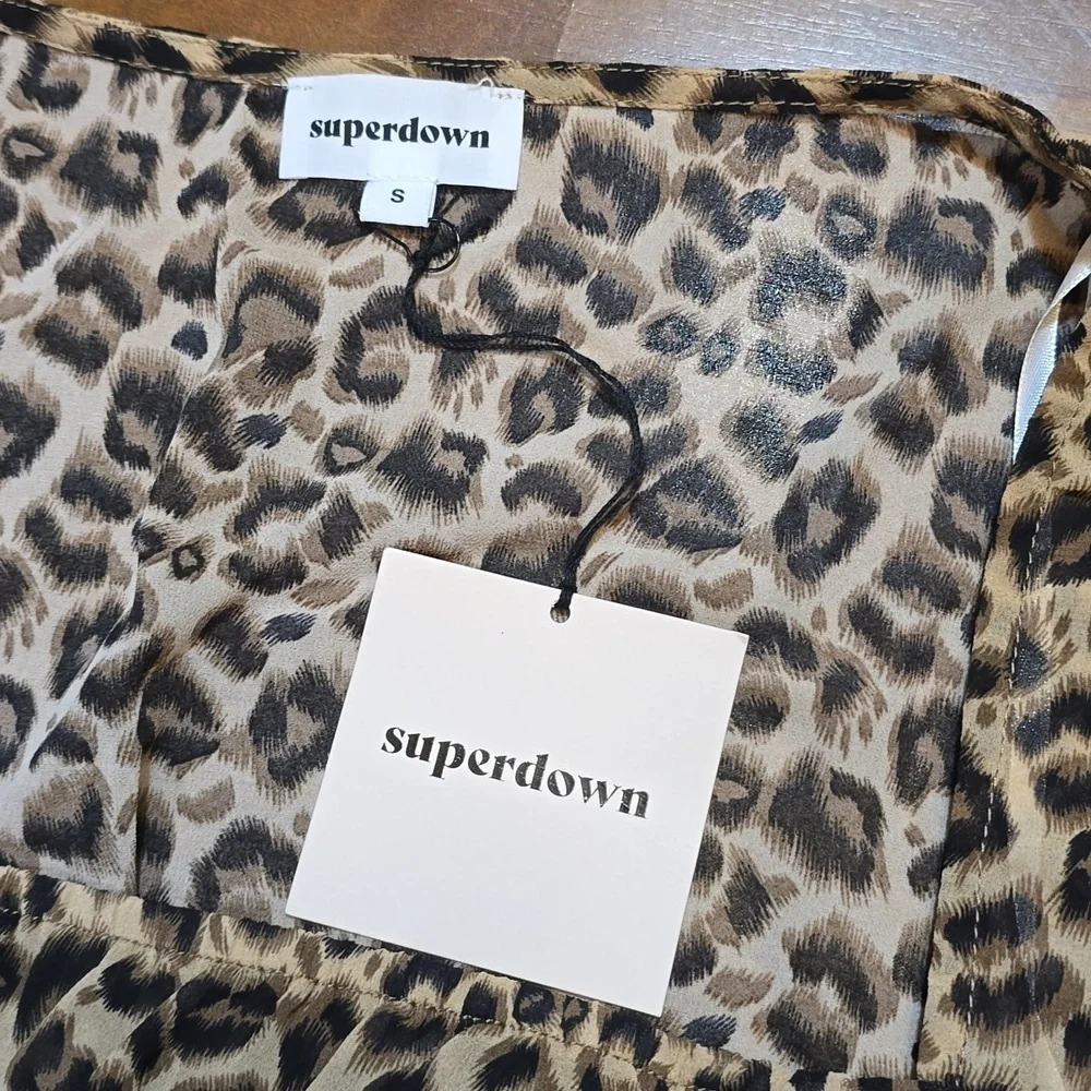 Superdown Lexi Smocked Top Cheetah Print